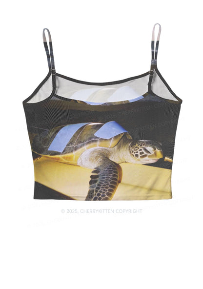 Turtle On Surfboard Y2K Mesh Cami Tank Cherrykitten