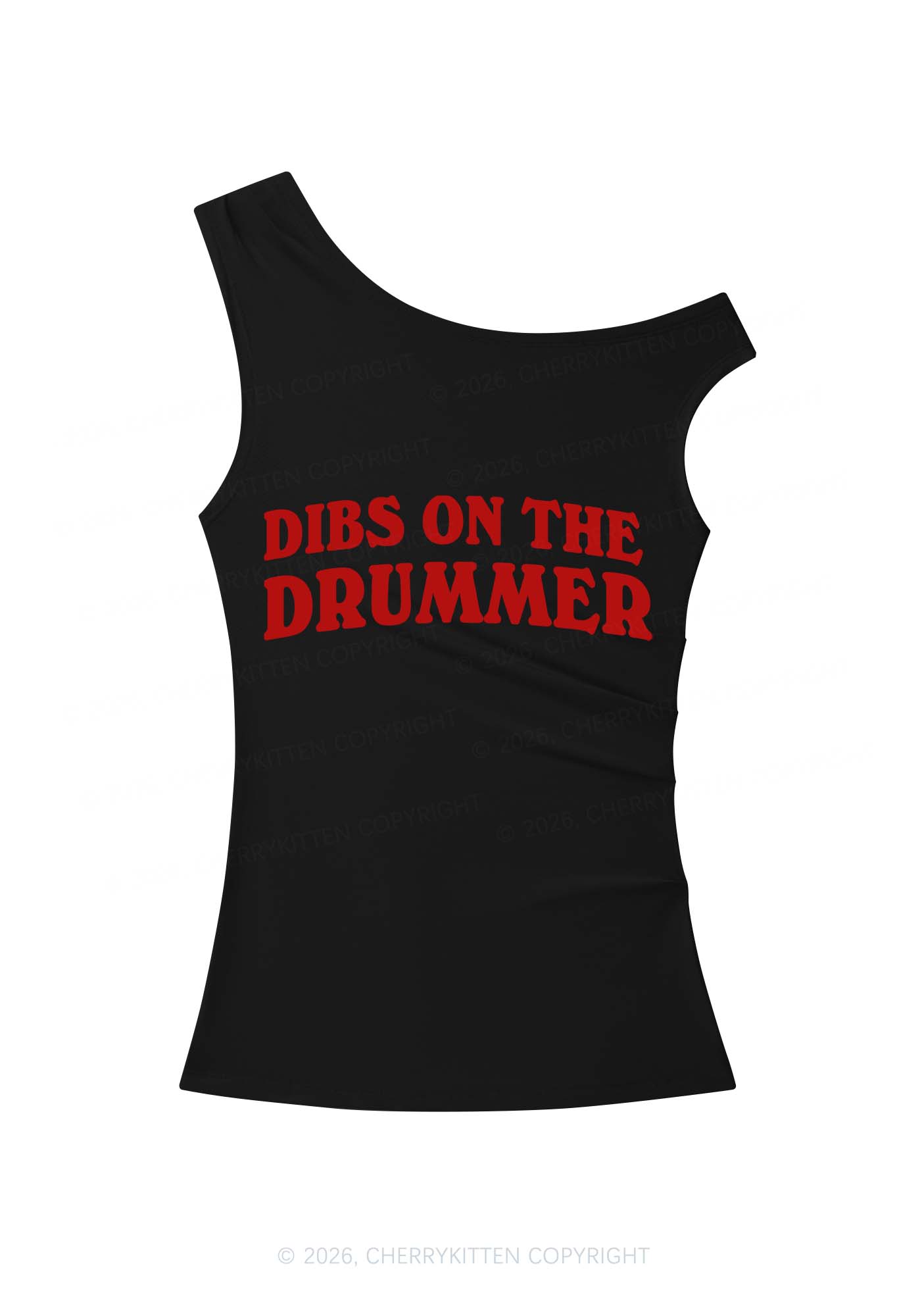 Dibs On The Drummer Y2K Off Shoulder Tank Top Cherrykitten