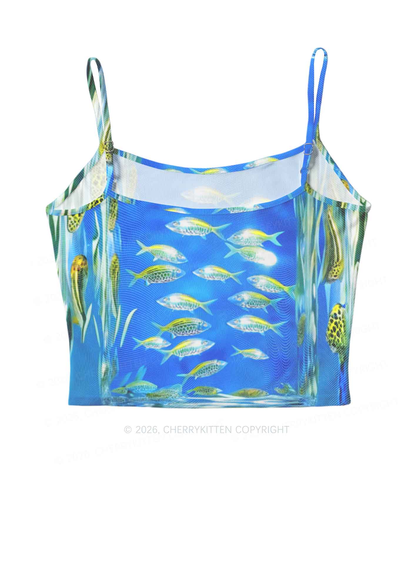 Undersea Fish Y2K Mesh Cami Tank Cherrykitten