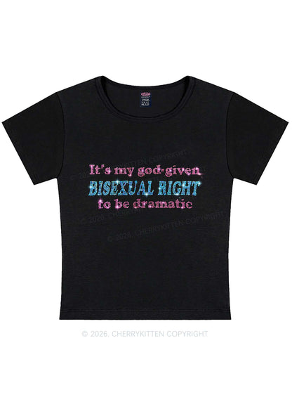 Rhinestone God Given Bisexual Right Pride Y2K Baby Tee Cherrykitten