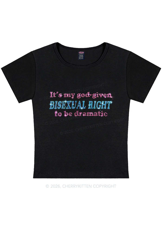 Rhinestone God Given Bisexual Right Pride Y2K Baby Tee Cherrykitten