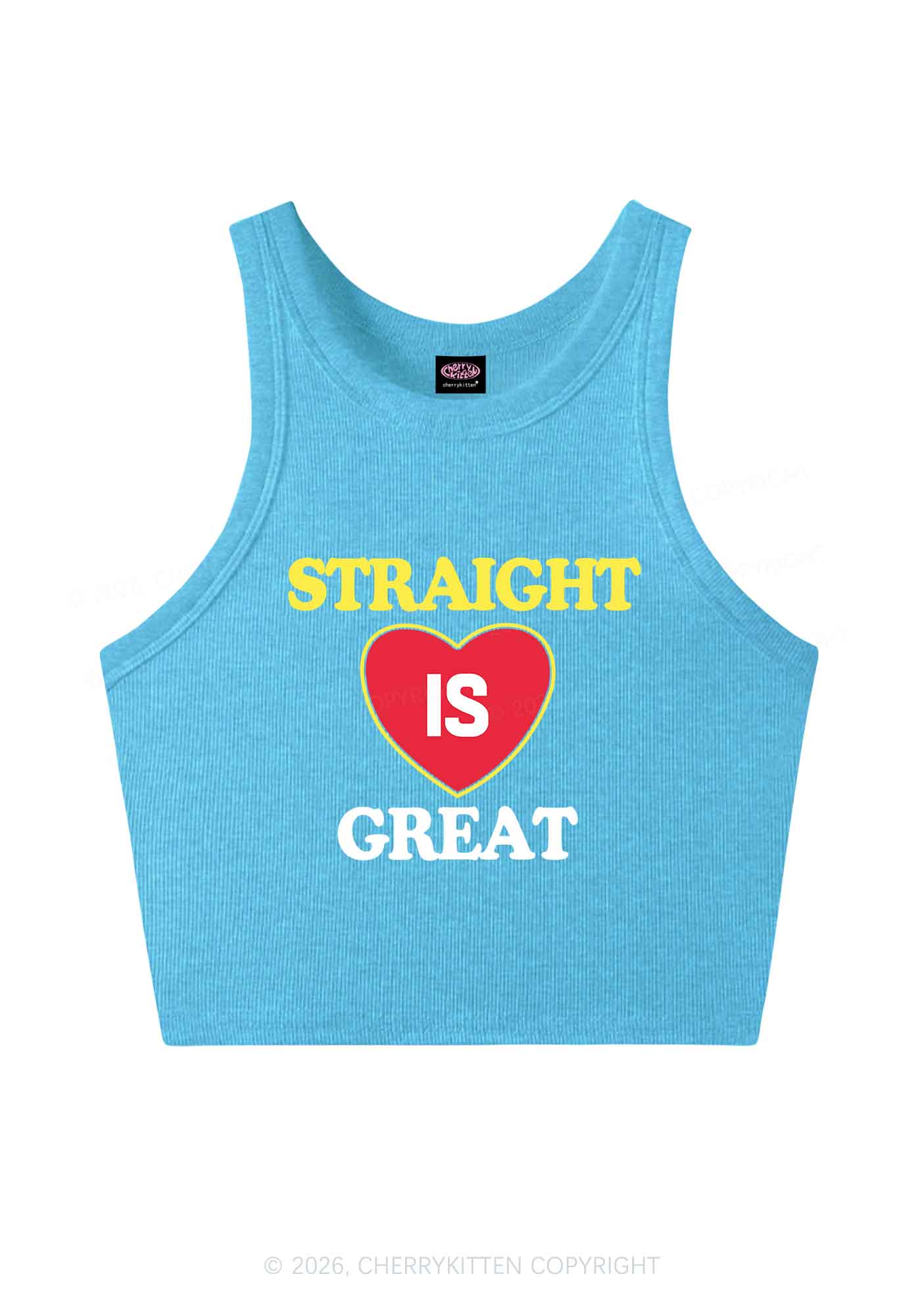 Straight Is Great Pride Y2K Crop Tank Top Cherrykitten