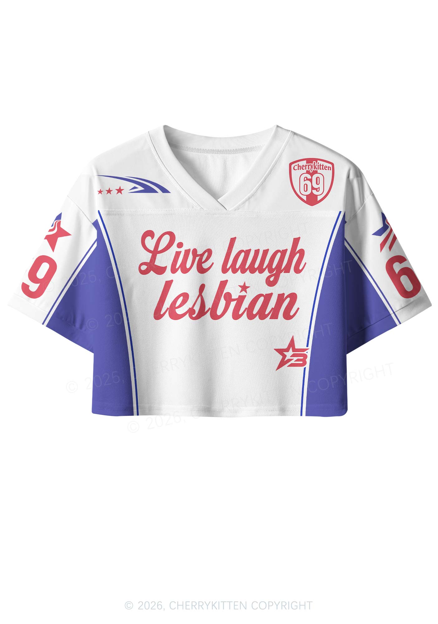White Live Laugh Lesbian Pride Y2K Crop Sport Jersey Shirts Cherrykitten