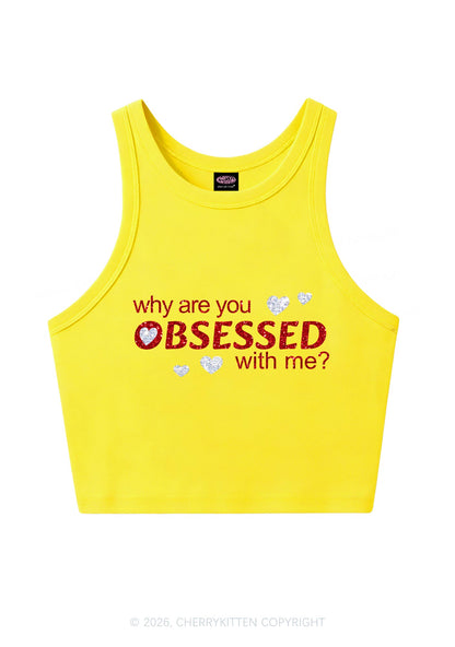 Glitter Obsessed With Me Y2K Crop Tank Top Cherrykitten