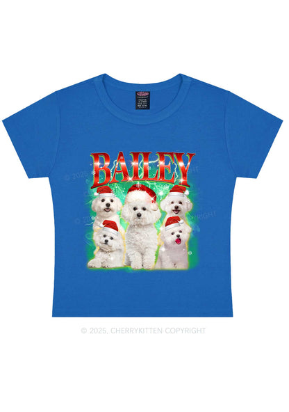 Custom Christmas Puppy Y2K Baby Tee Cherrykitten