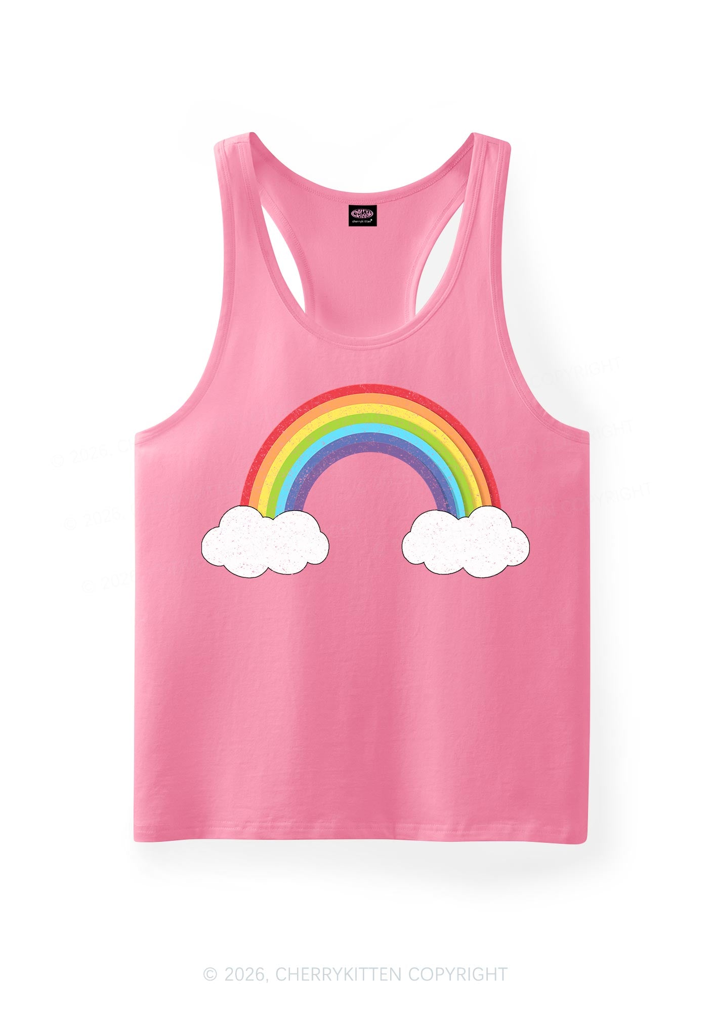 Rainbow Cloud Pride Y2K Men Racerback Tank Top Cherrykitten