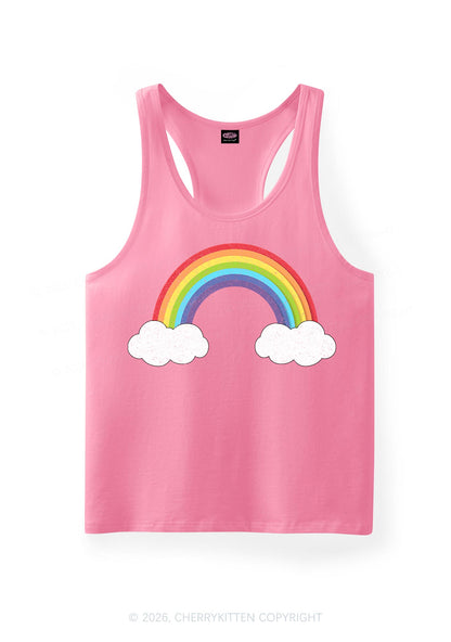 Rainbow Cloud Pride Y2K Men Racerback Tank Top Cherrykitten