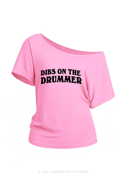 Dibs On The Drummer Y2K Off Shoulder Tee Cherrykitten