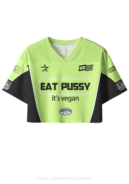 Eat Puxxy Its Vegan Y2K Crop Sport Jersey Shirts Cherrykitten