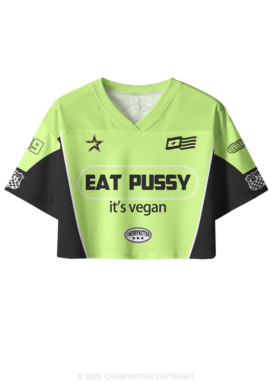 Eat Puxxy Its Vegan Y2K Crop Sport Jersey Shirts Cherrykitten