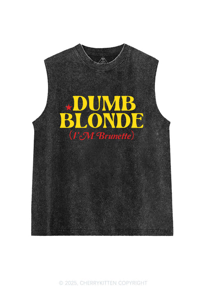 Dumb Blonde Brunette Y2K Washed Muscle Tank Cherrykitten