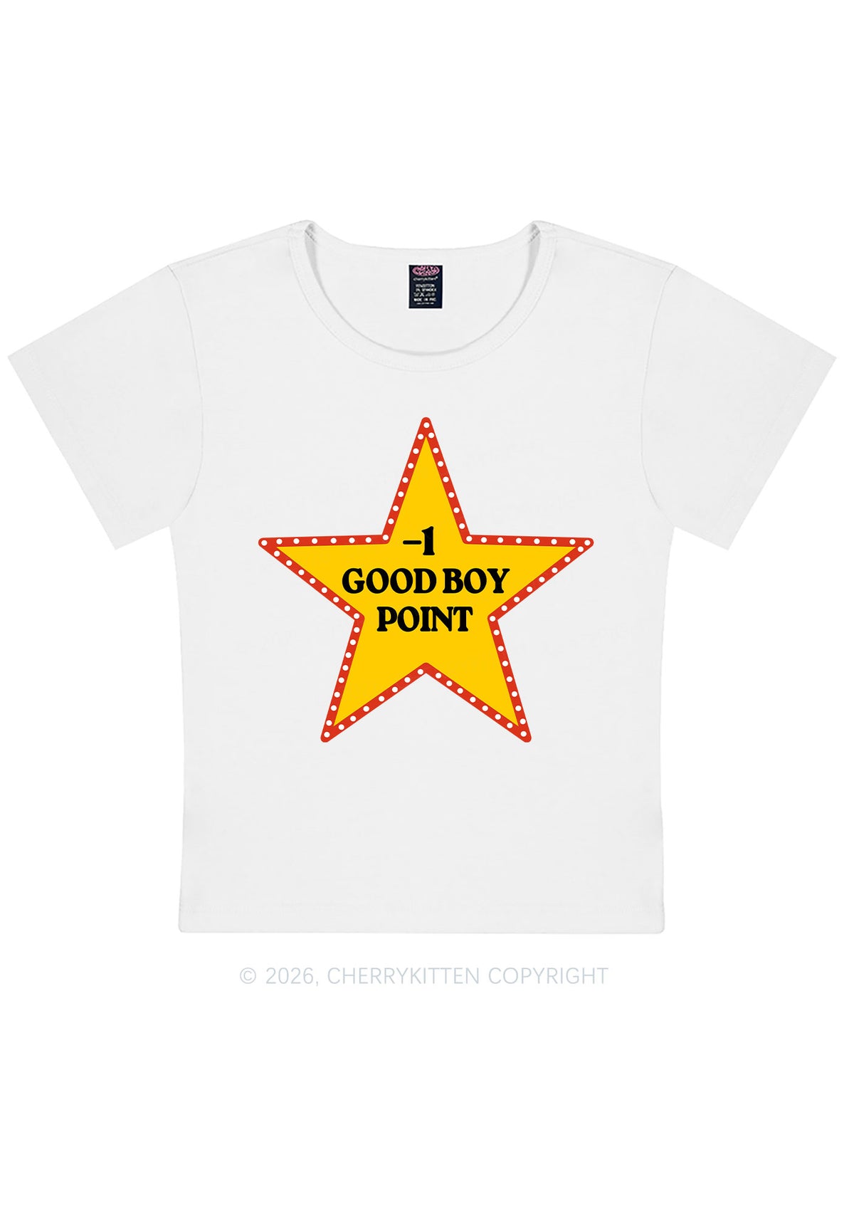 Minus One Good Boy Point Y2K Baby Tee Cherrykitten