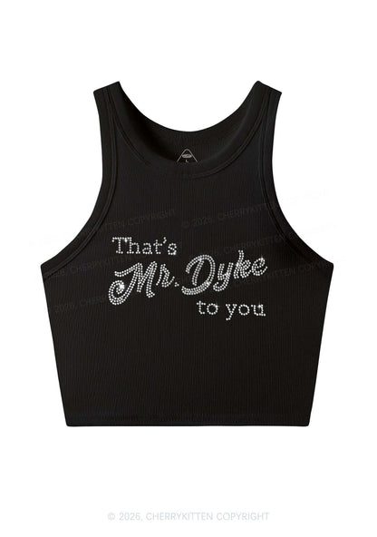 Rhinestone Thats Mr Dyke To You Pride Y2K Crop Tank Top Cherrykitten
