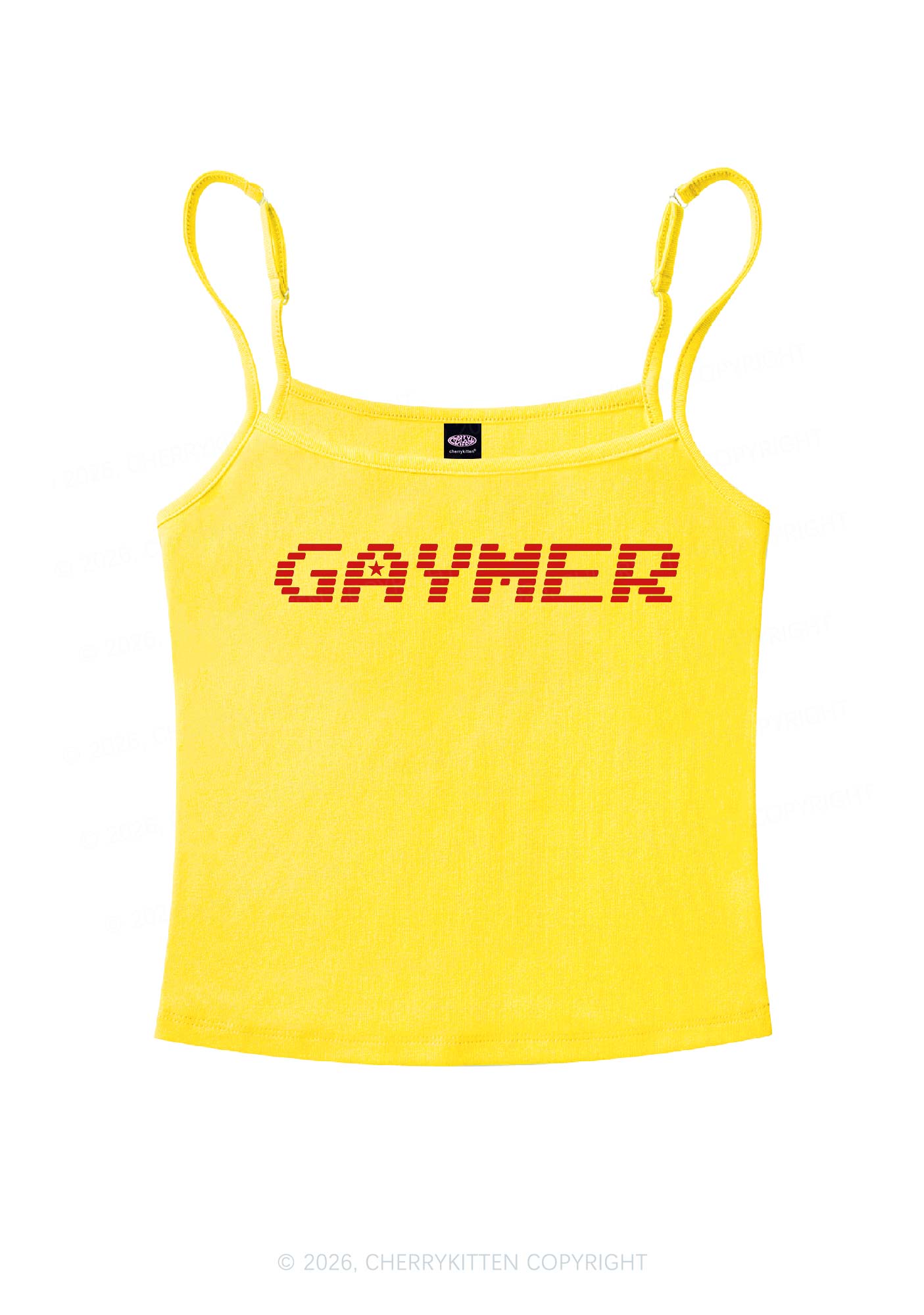 Gaymer Pride Y2K Spaghetti Strap Cami Cherrykitten