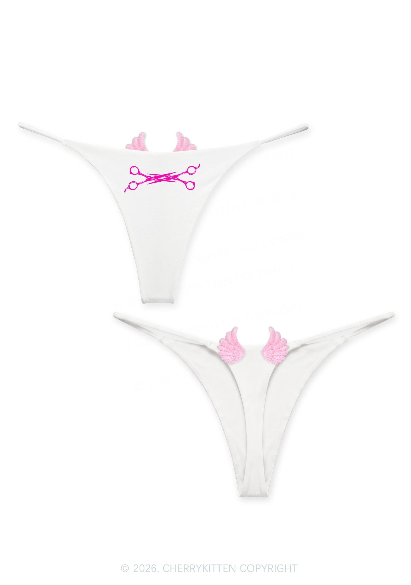 Pink Scissor Pride Y2K Goth Angel Wings Bikini String Thong Cherrykitten