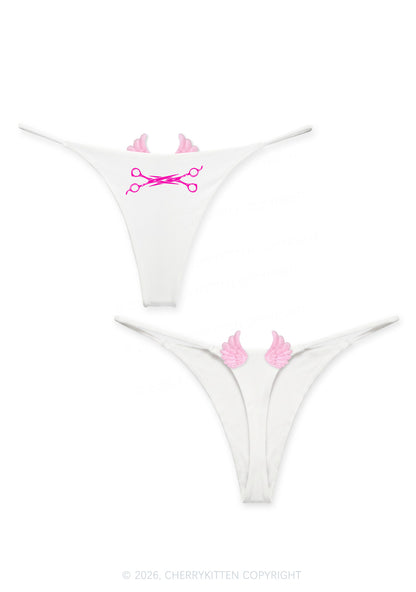 Pink Scissor Pride Y2K Goth Angel Wings Bikini String Thong Cherrykitten
