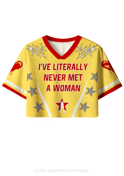 Never Met A Woman Pride Y2K Crop Sport Jersey Shirts Cherrykitten