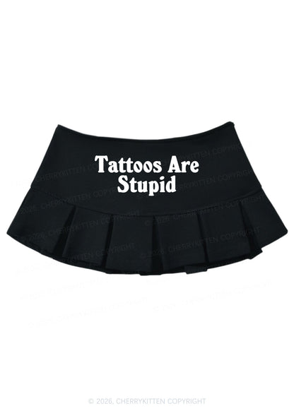 Tattoos Are Stupid Y2K Mini Pleated Skirts Cherrykitten