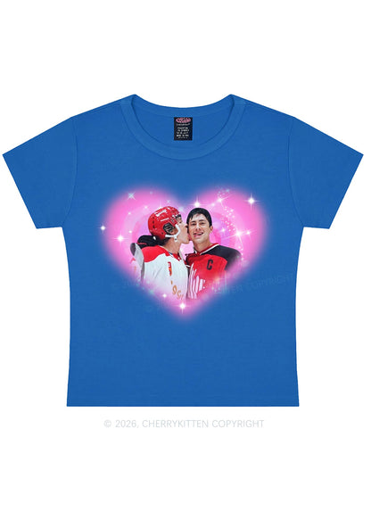 Sparkle Pink Heart Kissing Y2K Baby Tee Cherrykitten