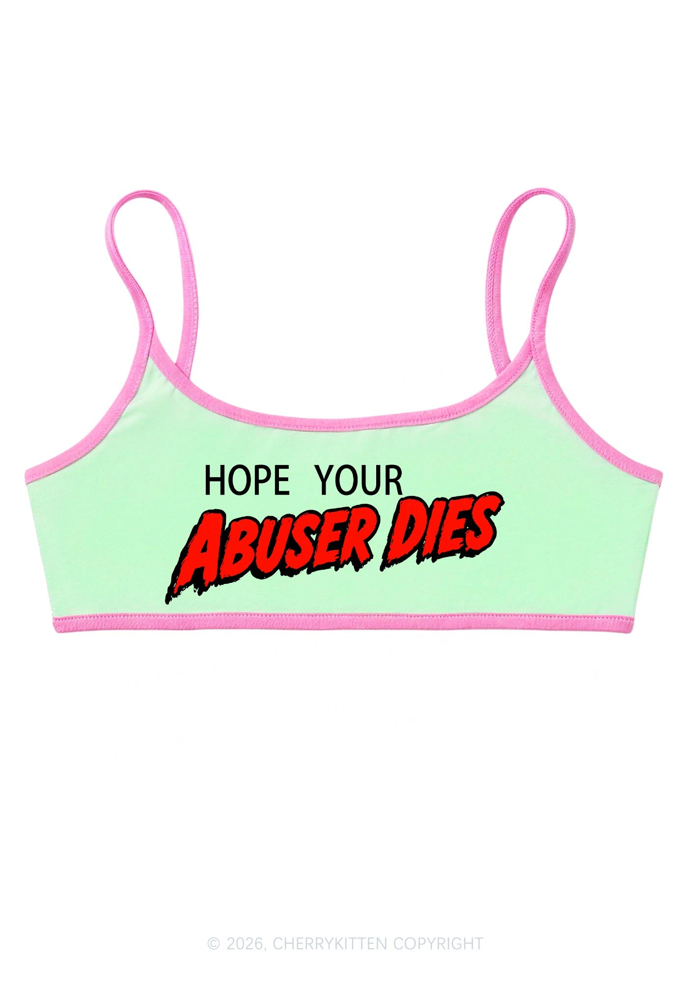 Hope Your Abuser Dies Y2K Super Crop Cami Cherrykitten