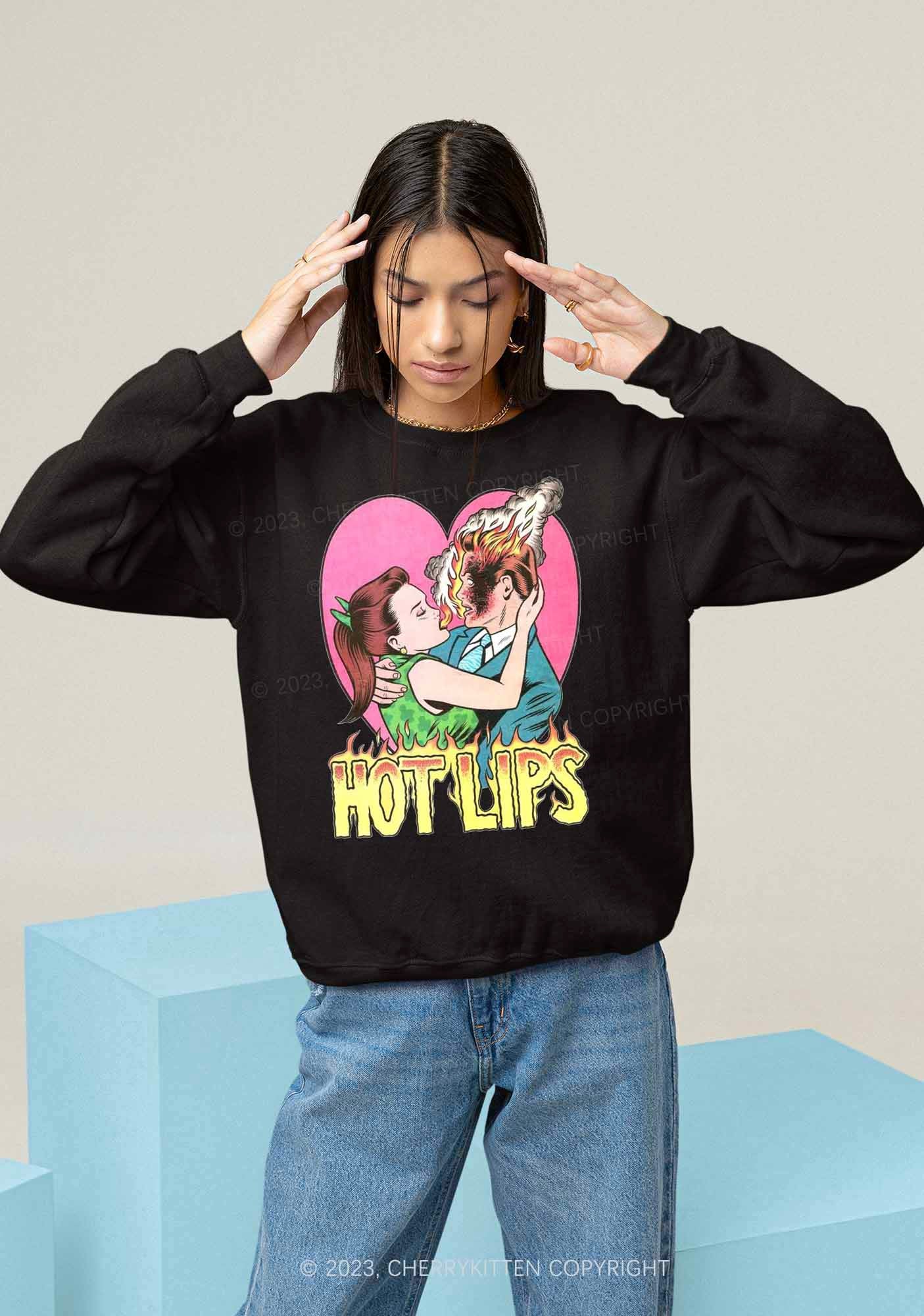 Hot Lips Y2K Sweatshirt Cherrykitten