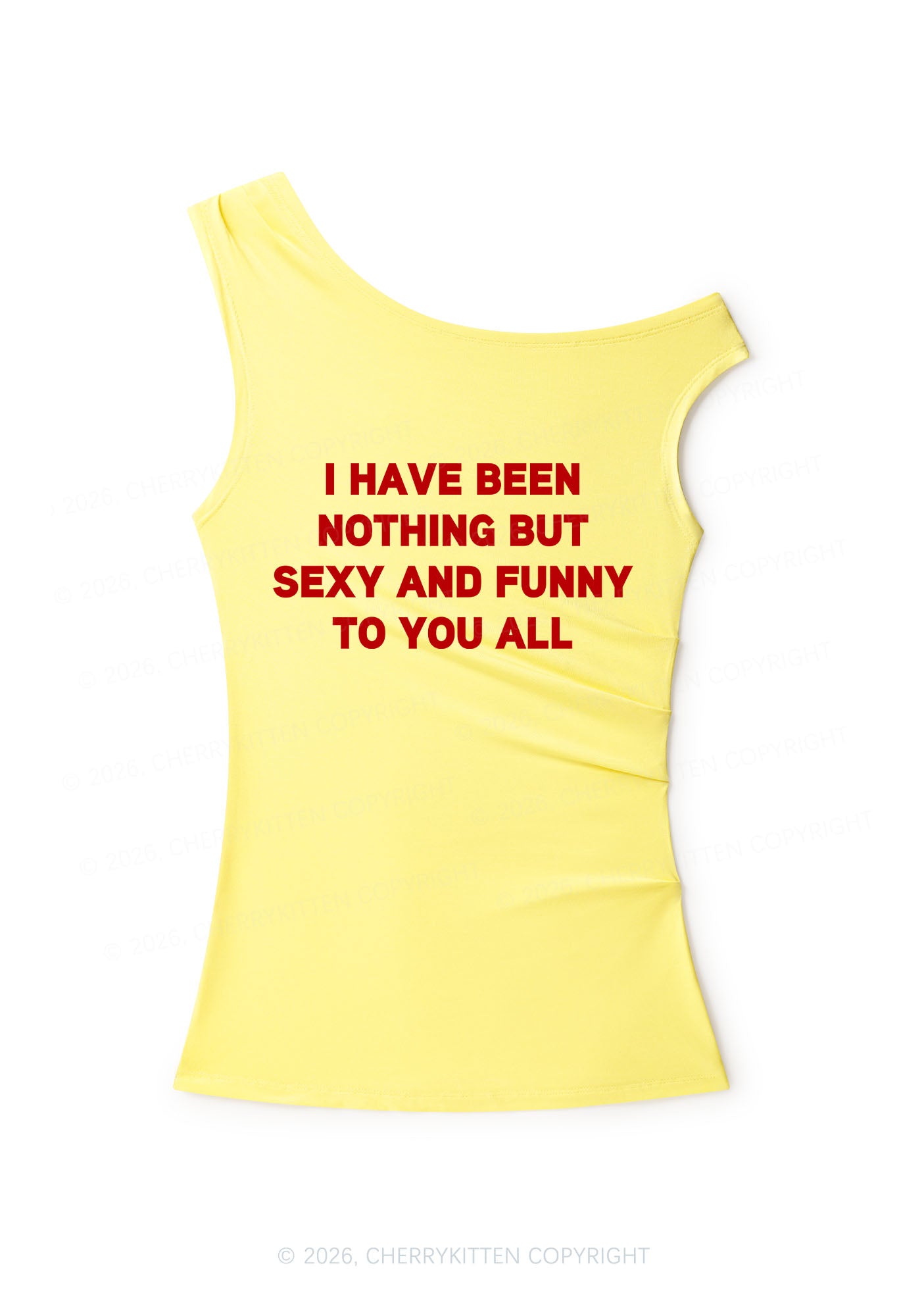 I Have Been Funny Y2K Off Shoulder Tank Top Cherrykitten