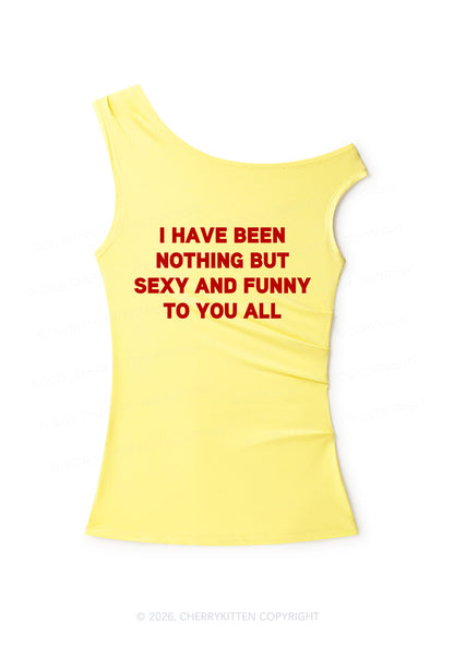 I Have Been Funny Y2K Off Shoulder Tank Top Cherrykitten