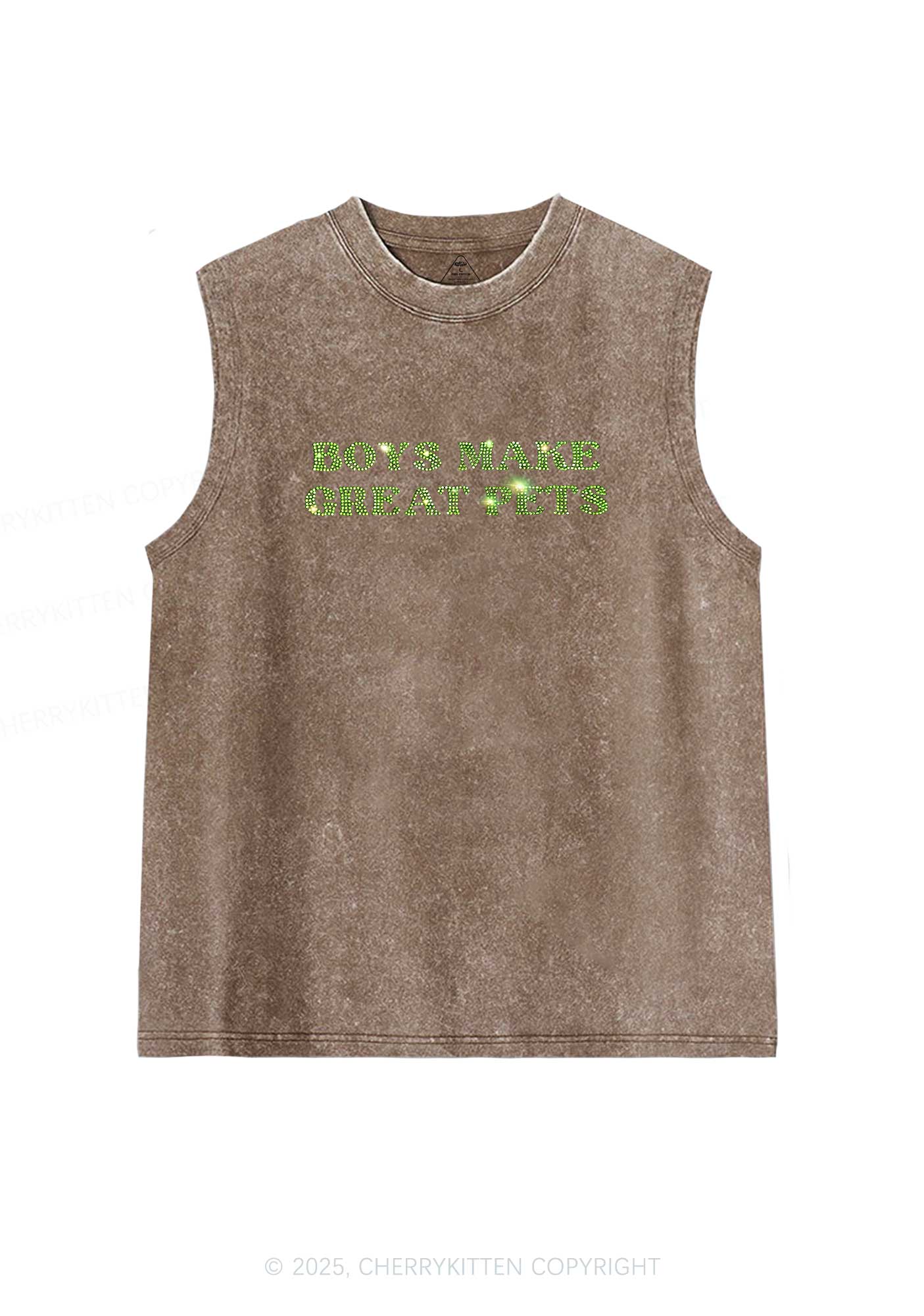 Rhinestone Boys Make Gr8 Pets Y2K Washed Muscle Tank Cherrykitten