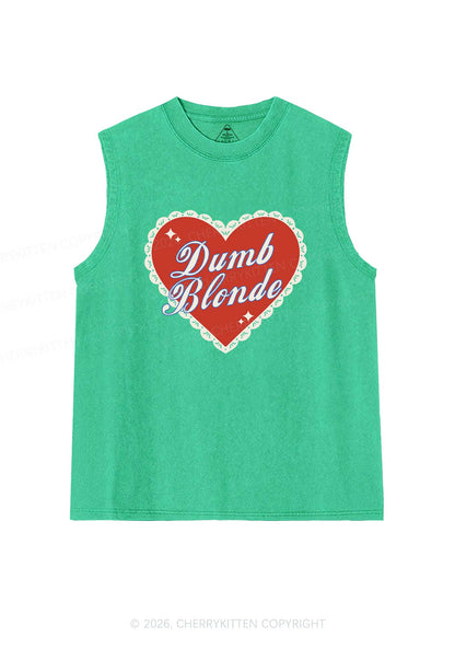 Dumb Blonde Valentine's Day Y2K Washed Muscle Tank Cherrykitten