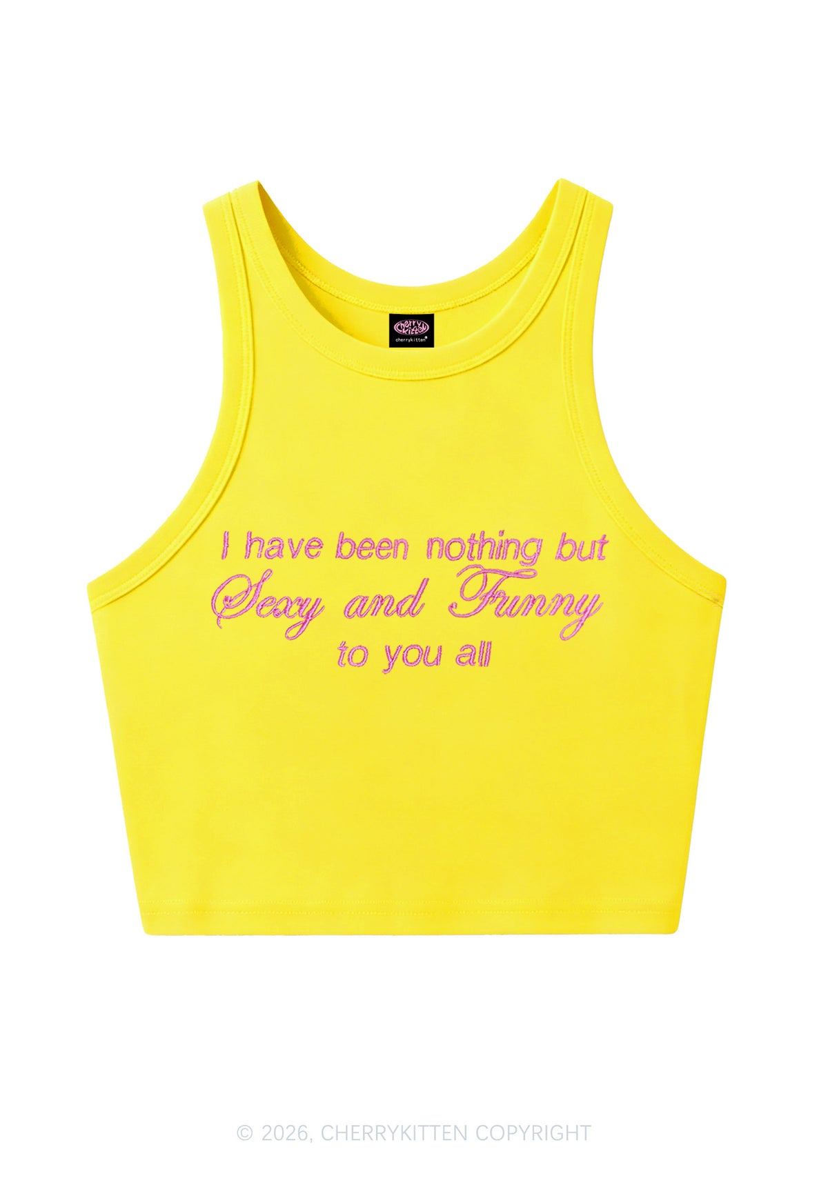 Embroidered I Have Been Nothing Y2K Crop Tank Top Cherrykitten