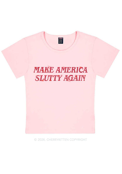 Rhinestone Make America Slxtty Y2K Baby Tee Cherrykitten