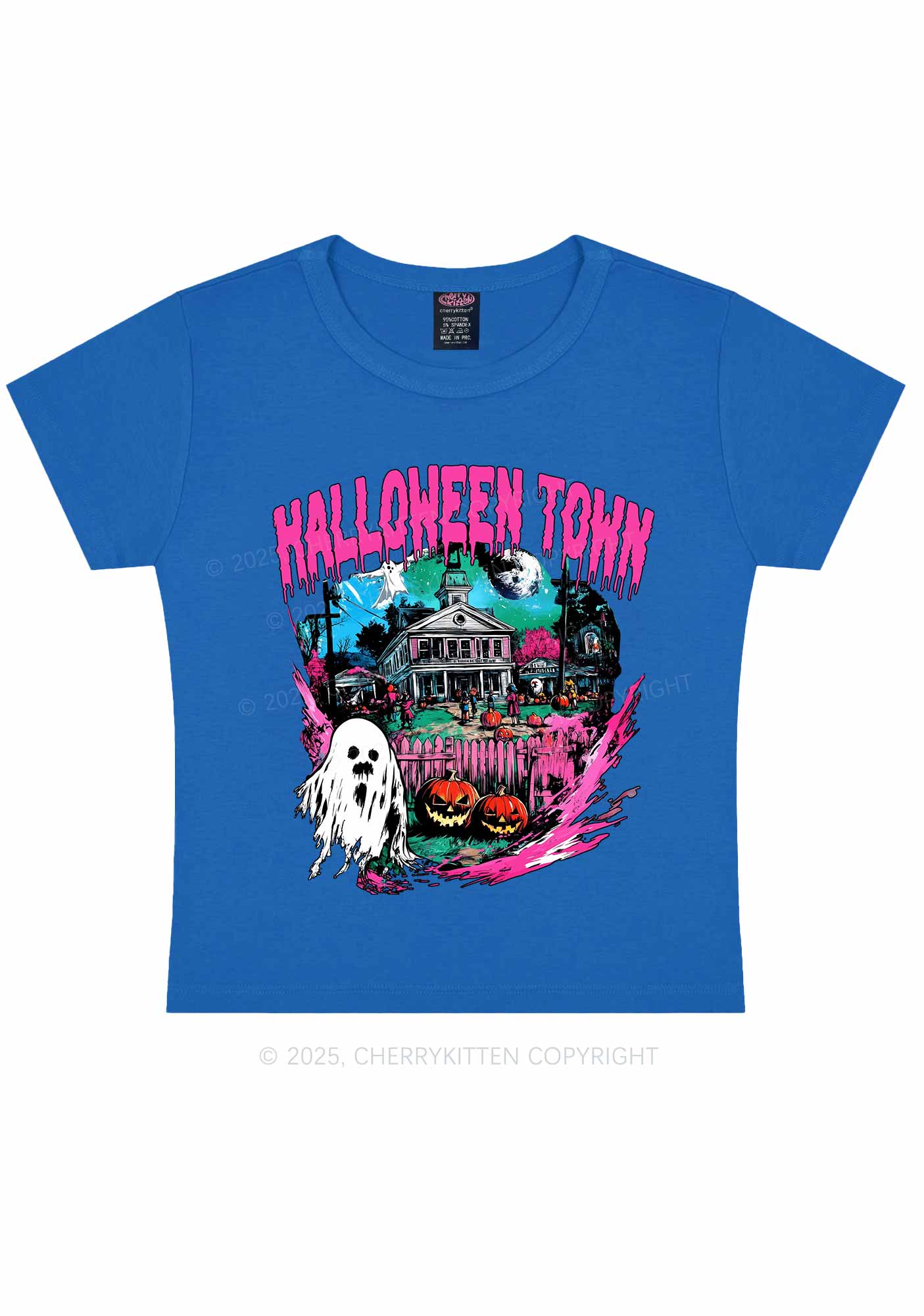 Halloween Ghost Town Y2K Baby Tee Cherrykitten