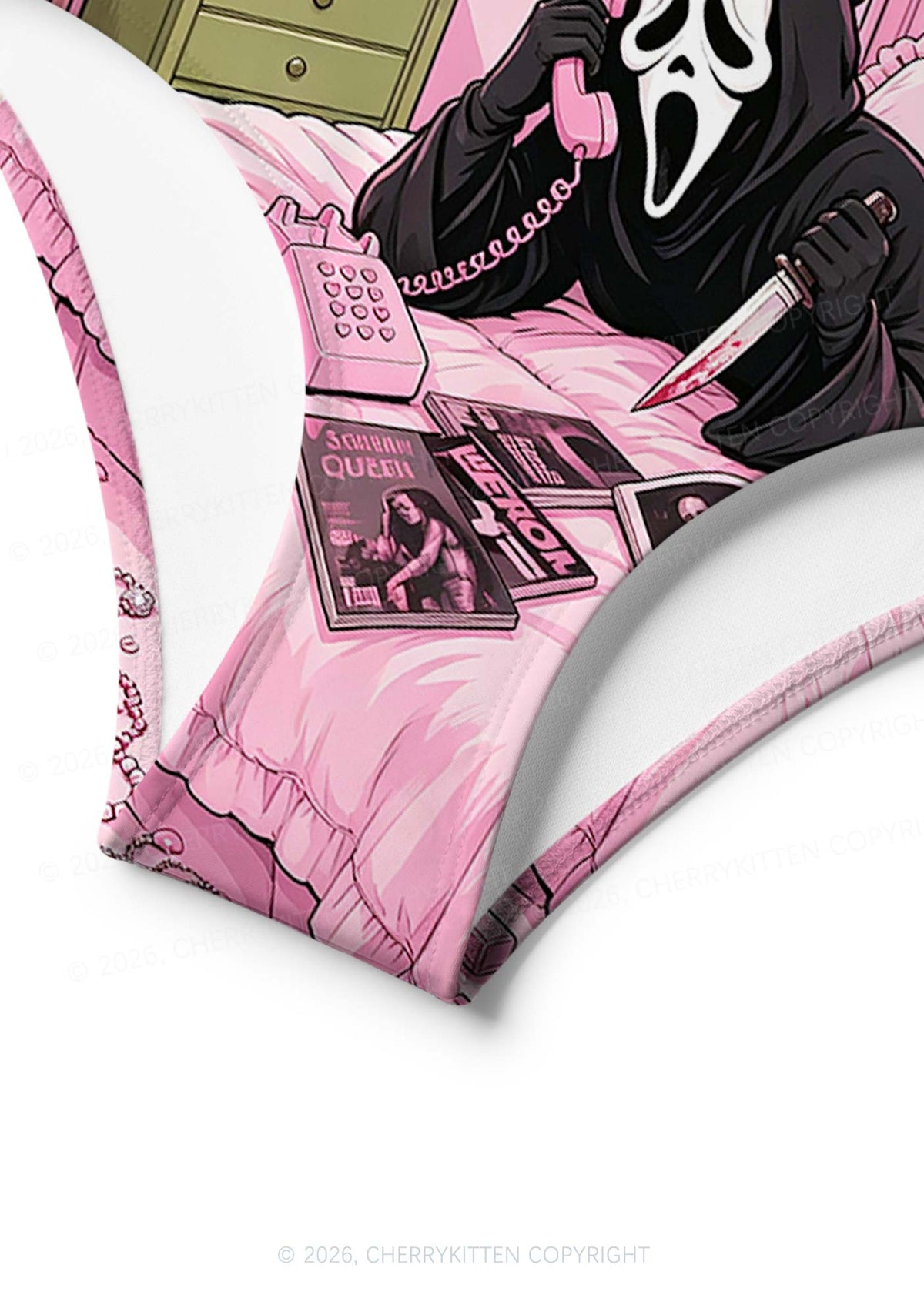 Halloween Skeleton Calling Y2K Print Bikini Set Cherrykitten