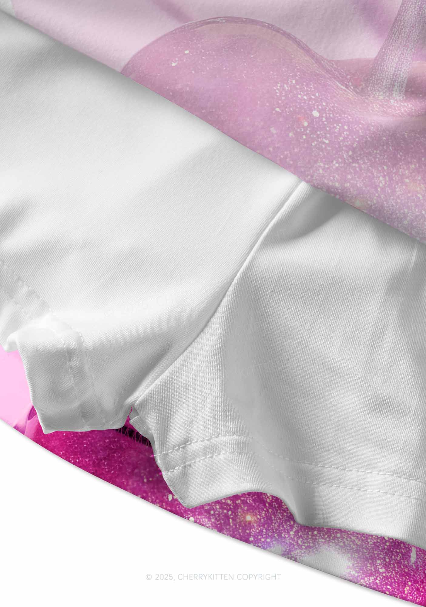 Glitter Pink Cherry Y2K Print Mini Skirt Cherrykitten