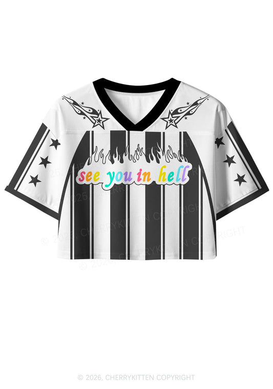 See You In Hell Pride Y2K Crop Sport Jersey Shirts Cherrykitten