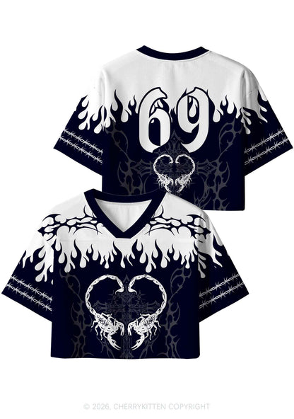 Skull Scorpion Heart Y2K Crop Sport Jersey Shirts Cherrykitten