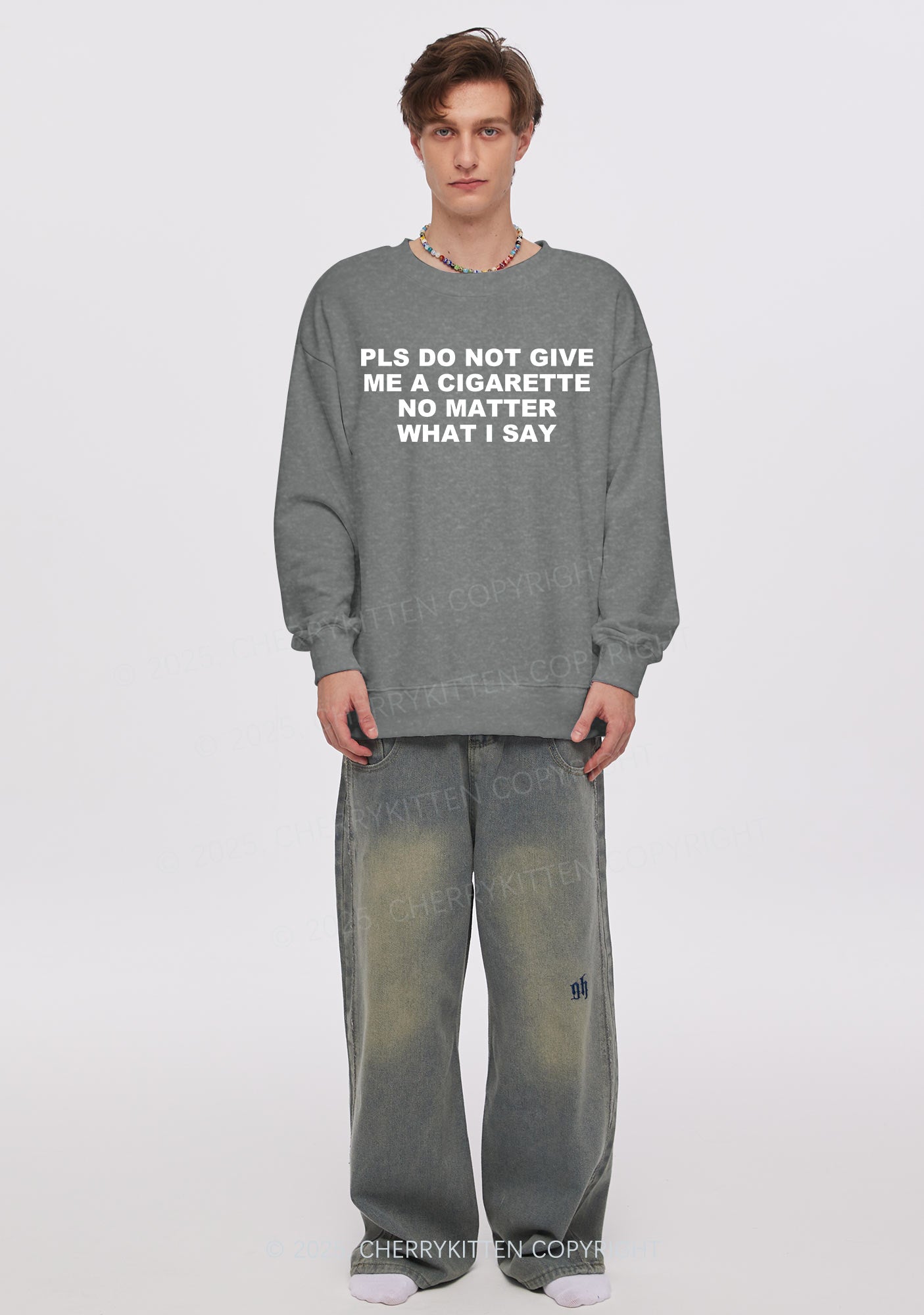 Dont Give Me Cigarette Y2K Washed Sweatshirts Cherrykitten