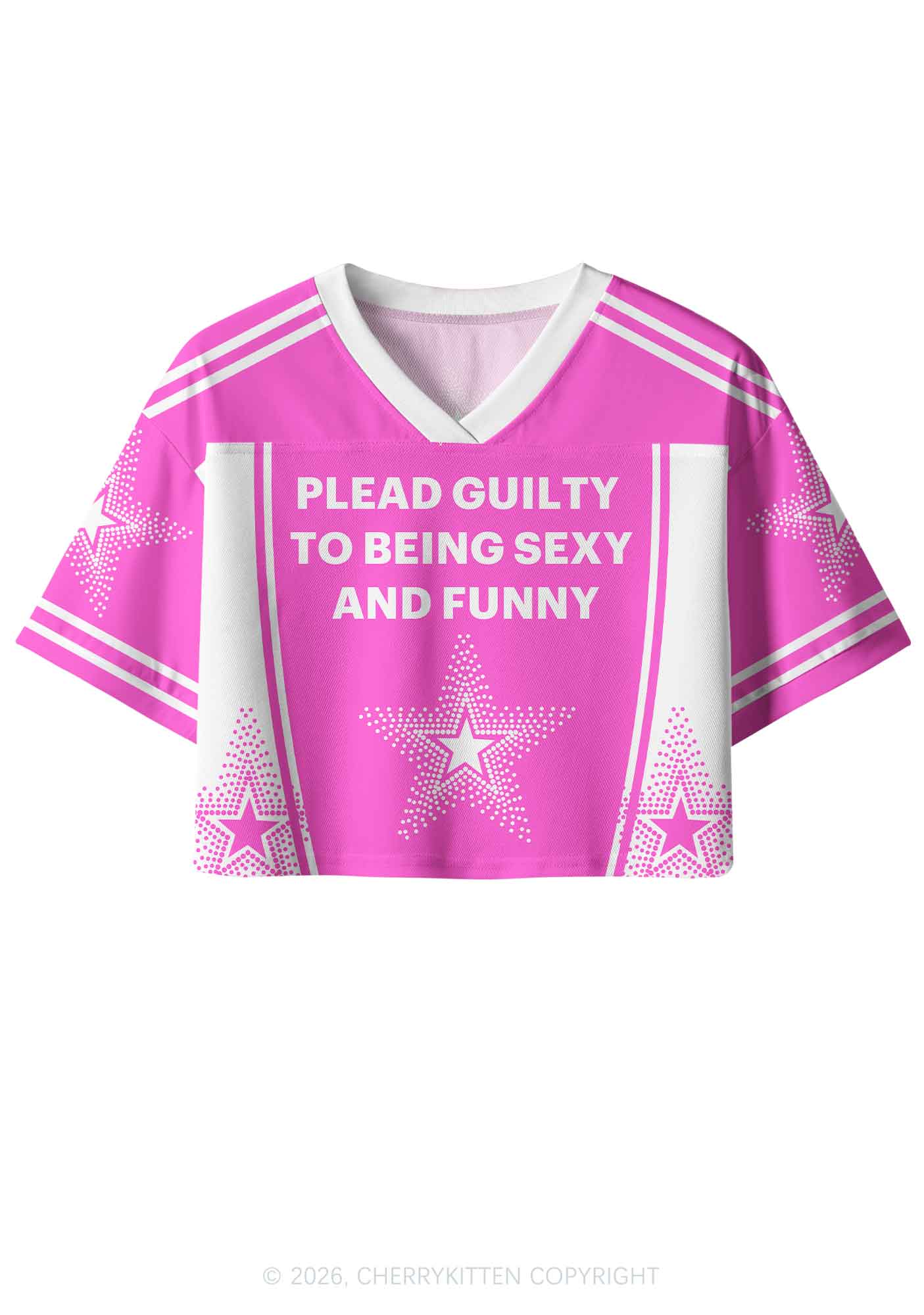 Plead Guilty To Being Funny Y2K Crop Sport Jersey Shirts Cherrykitten