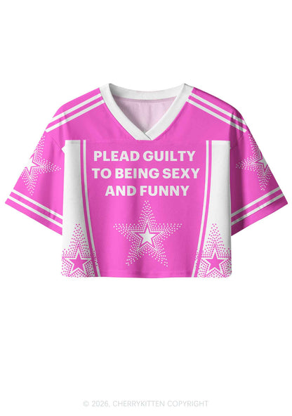 Plead Guilty To Being Funny Y2K Crop Sport Jersey Shirts Cherrykitten