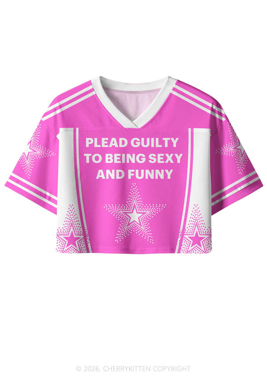 Plead Guilty To Being Funny Y2K Crop Sport Jersey Shirts Cherrykitten