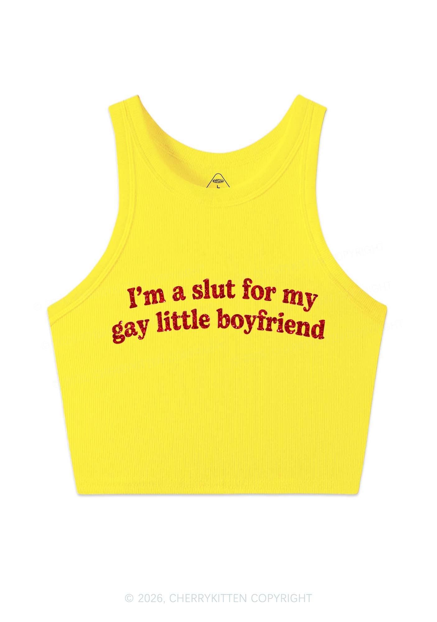 Glitter Slxt For My Gay BF Pride Y2K Crop Tank Top Cherrykitten