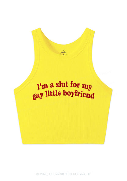 Glitter Slxt For My Gay BF Pride Y2K Crop Tank Top Cherrykitten
