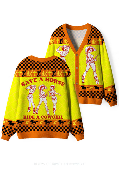 Ride A Cowgirl Pride Y2K Christmas Cardigan Knit Sweatshirt Cherrykitten