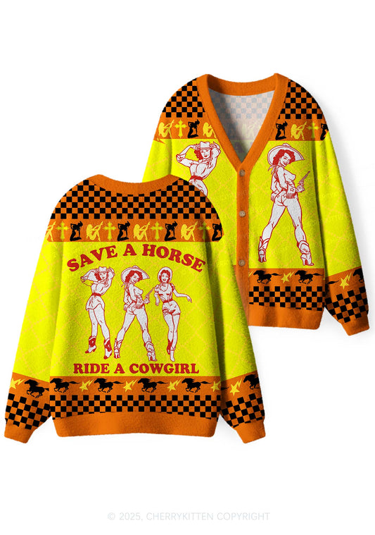 Ride A Cowgirl Pride Y2K Christmas Cardigan Knit Sweatshirt Cherrykitten