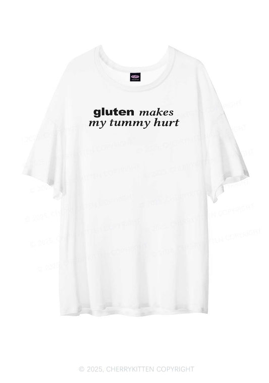 Gluten Makes Tummy Hurt Y2K Sheer Boyfriend Tee Cherrykitten