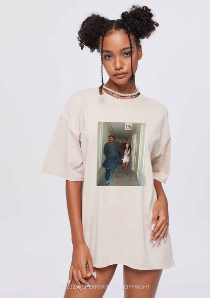 Custom Famous Hallway Photo Y2K Shirts Washed Tee Cherrykitten