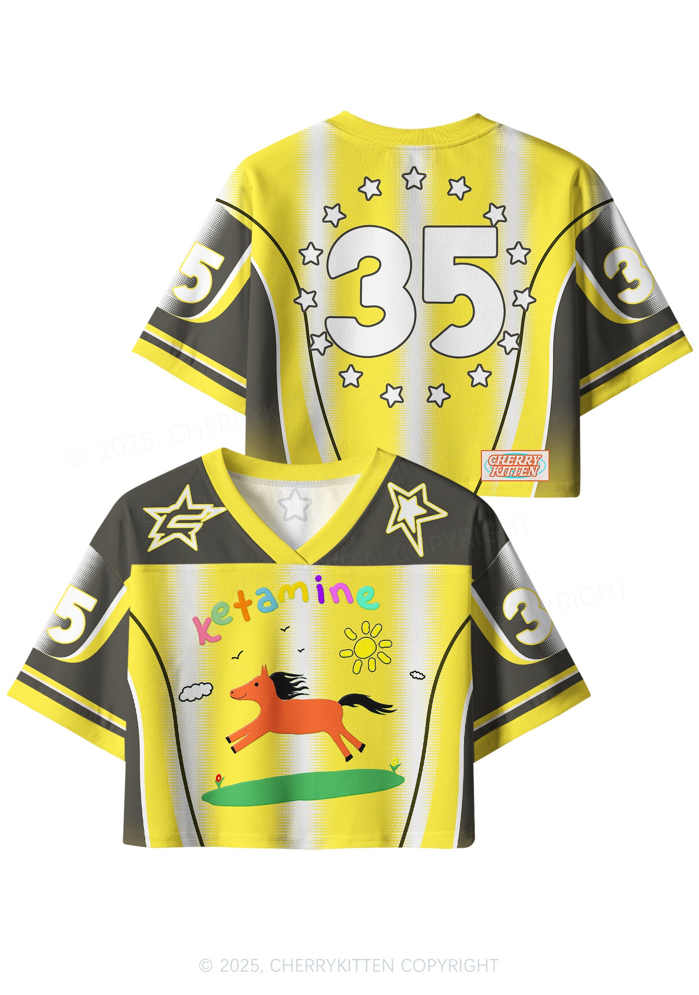 Custom Yellow Pony Y2K Crop Sport Jersey Shirts Cherrykitten