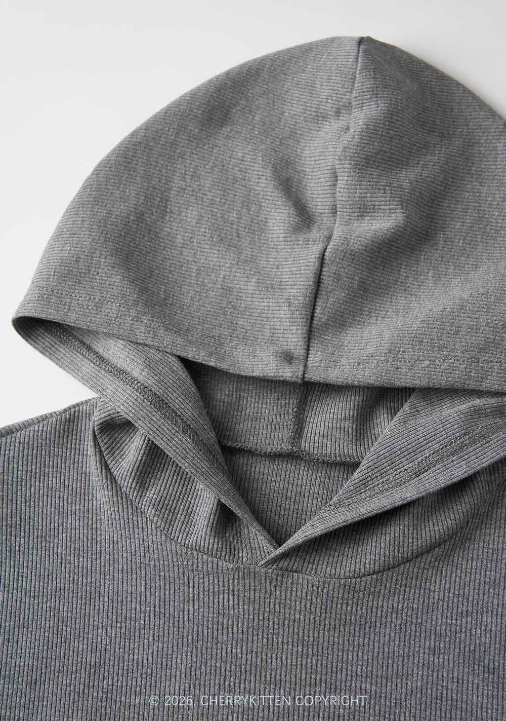 Plain Y2K Long Sleeve Knit Hoodie Dress Cherrykitten