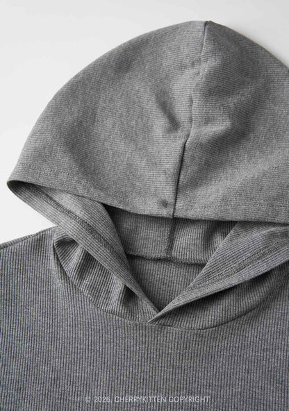 Plain Y2K Long Sleeve Knit Hoodie Dress Cherrykitten