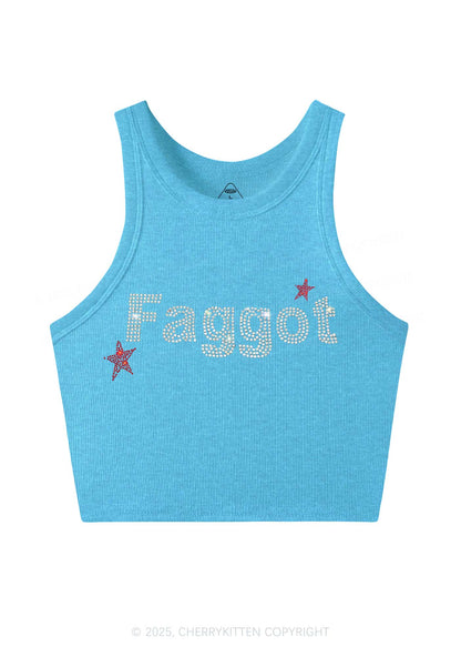 Rhinestone Faggot Pride Y2K Crop Tank Top Cherrykitten